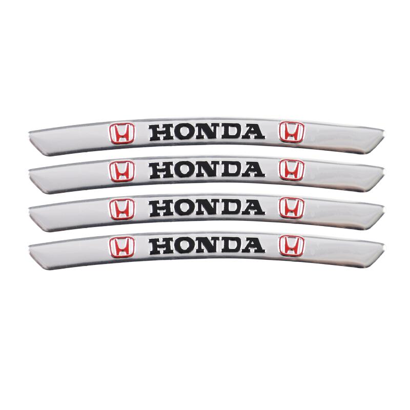 4Pcs Car Wheel Hub Stickers Aluminum Alloy Decoration Sticker For Honda Civic Accord Fit Jazz Pilot CRV Odyssey Passport City akf256