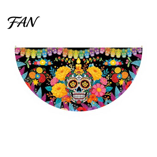 Многоразовый Баннер-Гирлянда на Вход Вечеринки Череп Дня Мертвых, Баннер-Веер с Принтом Бархатцев Fiesta, Разноцветный Сахарный Флаг для Подвешивания на Улицу