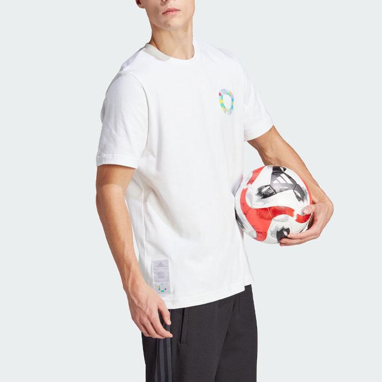 Adidas Манчестер Юнайтед Дизайнерское сотрудничество Футбольная культура Повседневная спортивная футболка с коротким рукавом Мужские топы Белые HY4734