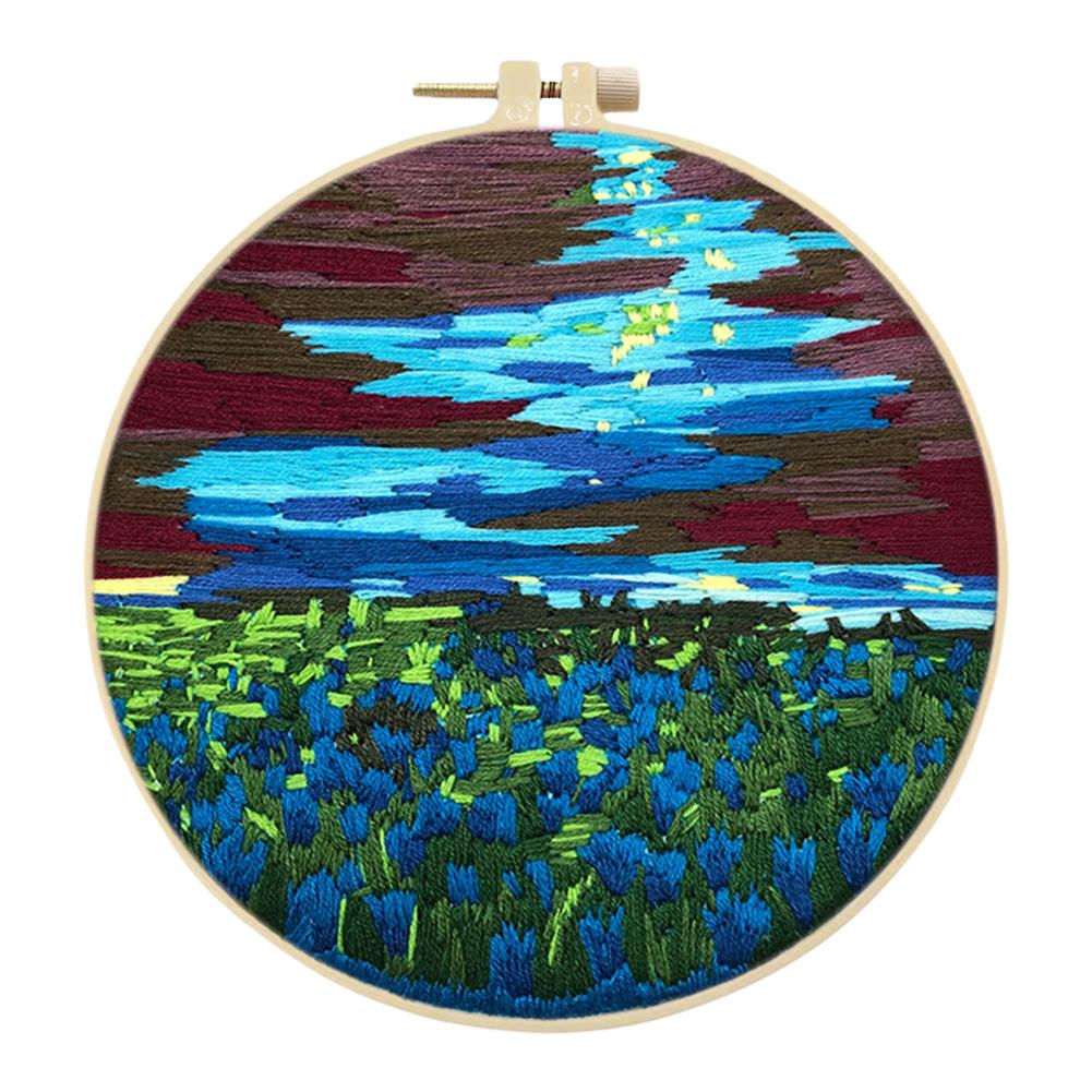 Наборы для вышивания крестом с набивным рисунком, с пяльцами, цветной нитью