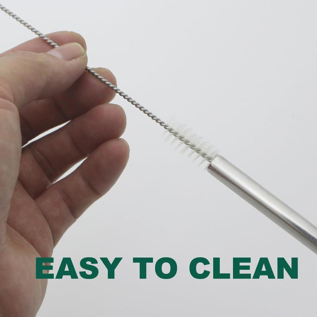 8 Pack 6 Inch Short Bent Metal Cocktails Straws, Reble Stainless Steel Smoothie Drinking Straws with Cleaning Brush for Coffee Mugs, Small Glasses or