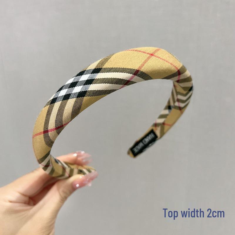 Классическая британская клетчатая повязка на голову с губкой: Ретро Преппи Высокая Тулья