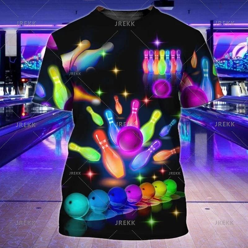 Bowling Jersey Men's T-Shirt Summer Fashion Streetwear O Neck Casual Short-Sleeve Gym Tops Men Clothing Club Uniform Clothes 4XL