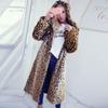 Autumn and Winter New Women's Long Hooded Imitation Fur Coat Top Women's Leopard Print Coat
