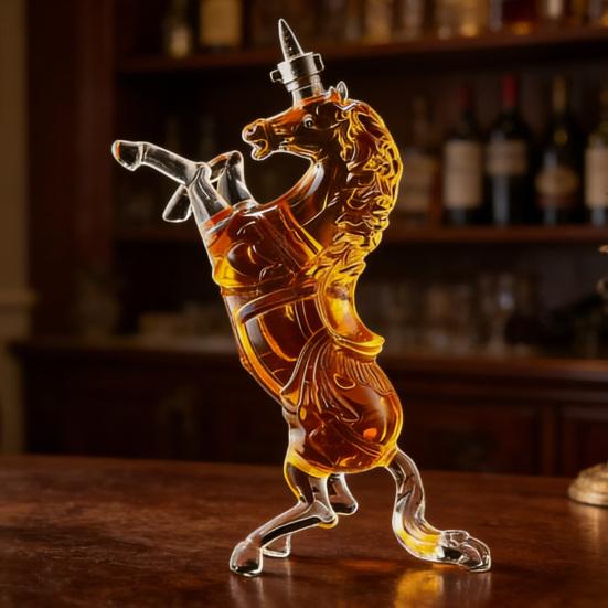 Декантер для виски "Лошадь" Ручная работа Высокоборосиликатное стекло Диспенсер для алкоголя Тема Дикого Запада Подарочная коробка для алкоголя для мужчин День отца День рождения