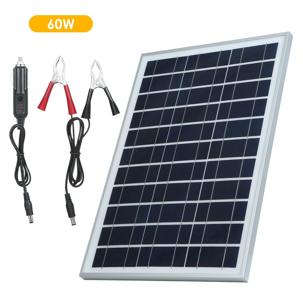 60W D C 5V/18V Flexible Solar Panel Kit Set IP65 Water Resistance/ D C Alligatoe Clip/ 1 * Car
