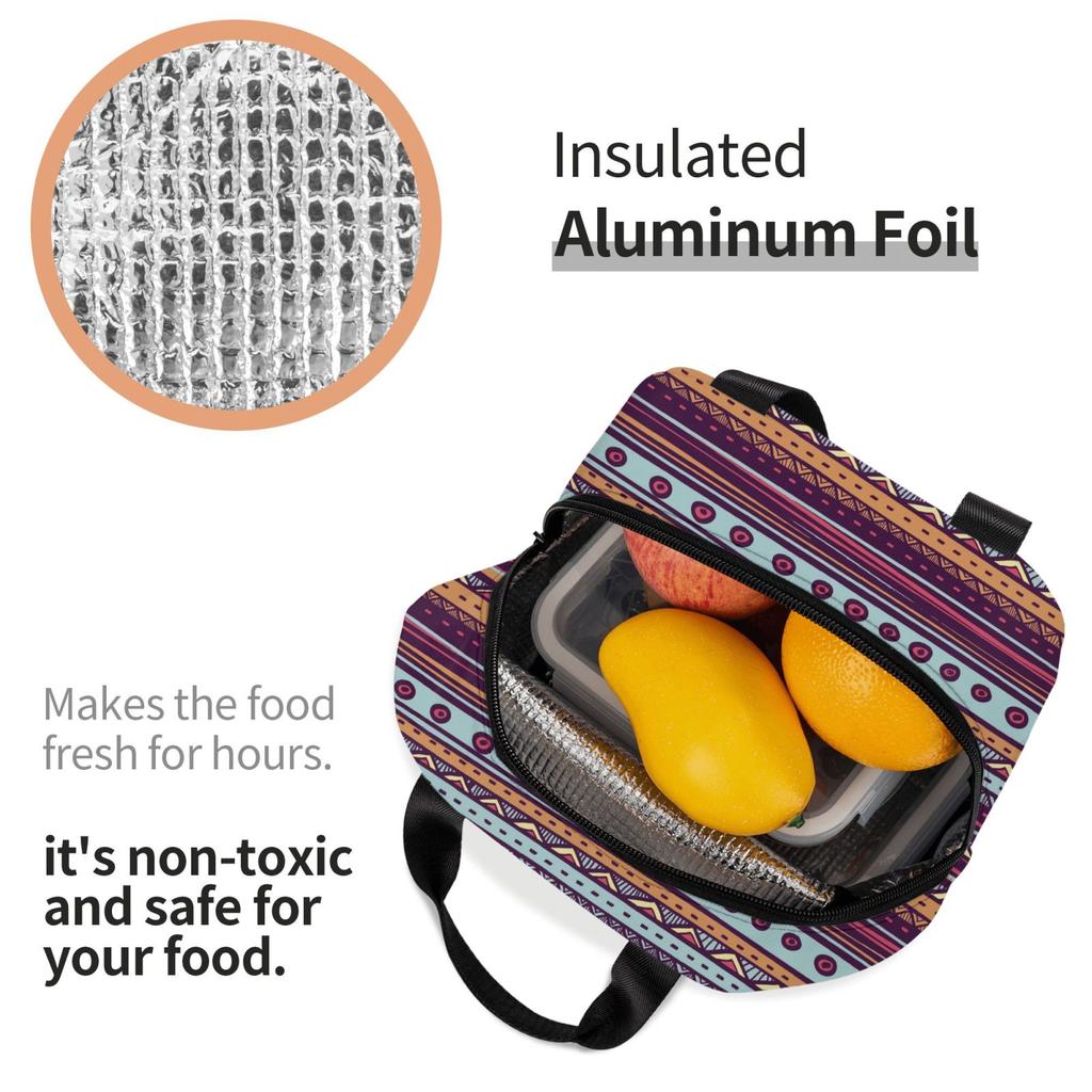 Colorful Baja Print Insulated Lunch Bag The Nightmare Before Christmas Portable Thermal Cooler Lunch Box Container Tote Bags