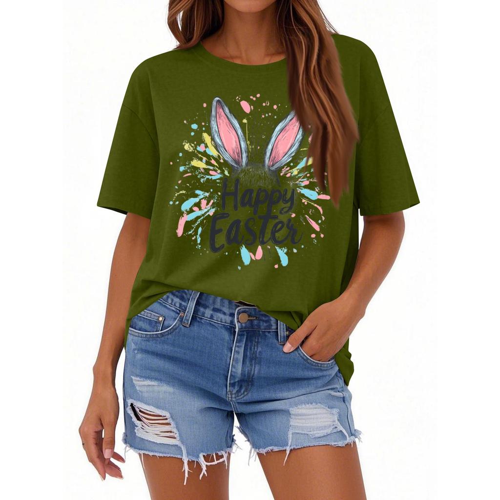 Женская повседневная свободная футболка с принтом, круглый вырез, пуловер, короткий рукав, топ