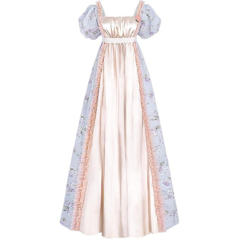 Medieval Victorian Elegant Gown Ball Dress Women High Waisted Tea Party Dress Stage Performance Halloween Carnival Costume