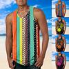 Mens Fashion Hawaiian Style  Beach Sports Tank Top Men Gym  Print  Vest