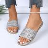Large Size Woven Slippers with One Word for Women, Light Beach Cool Slippers Sandals