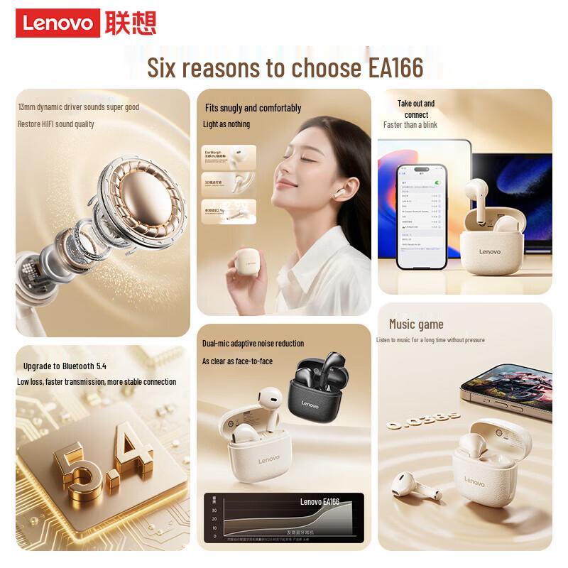 Lenovo EA166 Semi-In-Ear Wireless Earbuds