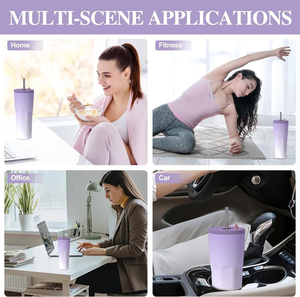 Кофейная чашка на 700 мл с соломенной кофейной чашкой с герметичной крышкой, двухслойная термос из нержавеющей стали для горячих и холодных напитков