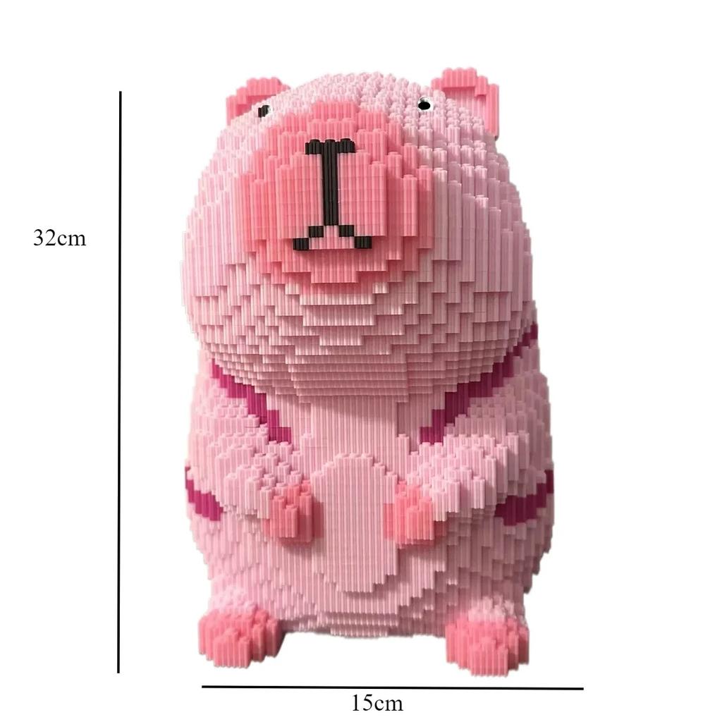 32 см Гигантская розовая капибара Детская игрушка-конструктор 3D-модель Настольное украшение Подарок на день рождения для девочки
