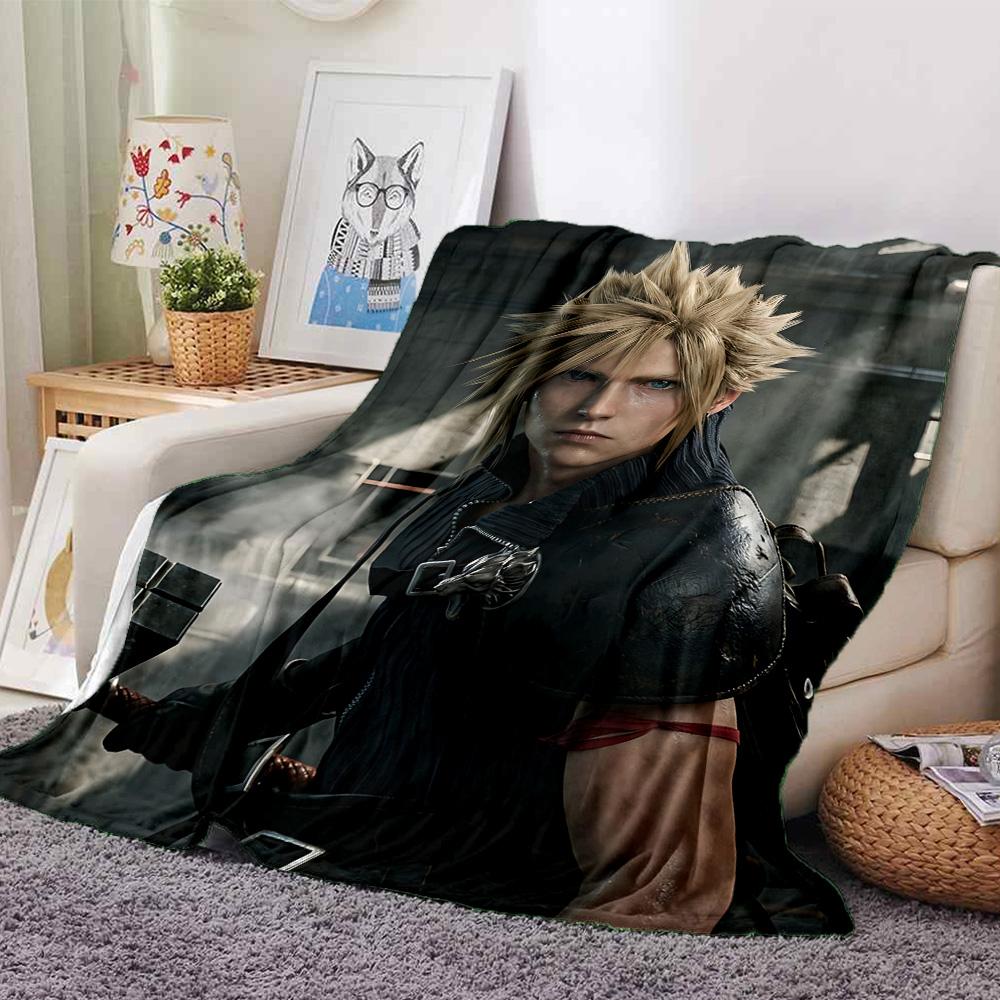 Cloud Strife Final Fantasy Hero Flannel Blanket Super Soft Warm Cozy Blanket for Sofa Bed Office Travel All‑Season Home Decor Gift