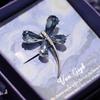 High-End Blue Crystal Dragonfly Brooch with Copper Zircon – Elegant Holiday Gift Jewelry