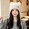 Chin Strap Cat Ear Knitted Hat 55cm To 60cm Circumference Earflap Hat  Snow Weather