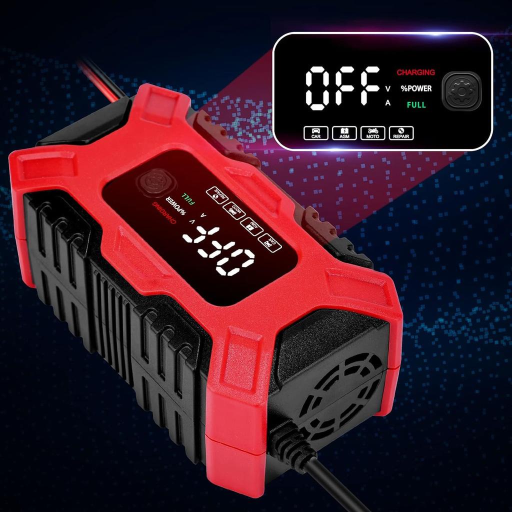 2024 12 В 6А Интеллектуальное автомобильное зарядное устройство Импульсный ремонт для внедорожников AGM Глубокий цикл гель Свинцово-кислотная быстрая умная зарядка