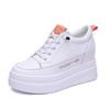 Fashion 8.5cm Platform Wedge Sneakers Height Increased Shoes Genuine Leather for Women Spring Autumn Shoes White