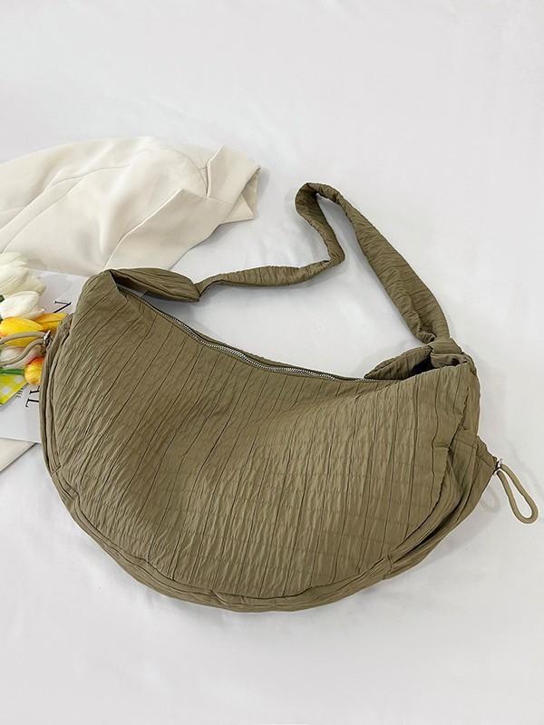 Lightweight Crossbody Bag For Women With Wrinkled Fabric And Multiple Pockets For Outings