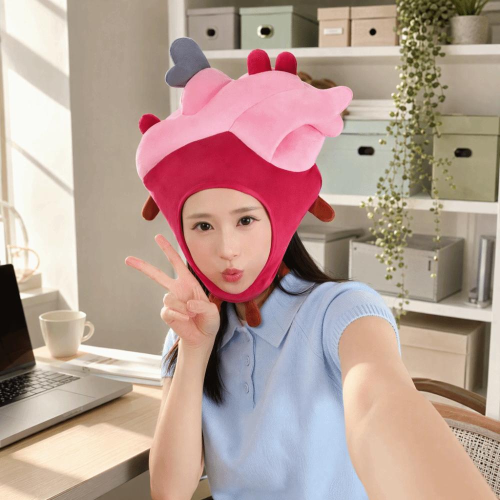 Soft Comfortable Heart Plush Headgear Cotton-Filled Party Costume Head Cover Valentine's Day