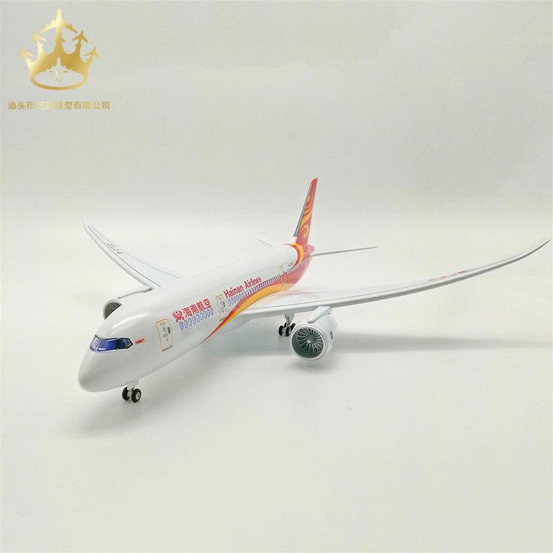 Модель самолета Boeing 787 Hainan Airlines с колесами и огнями, модель гражданского самолета, модель самолета, орнамент