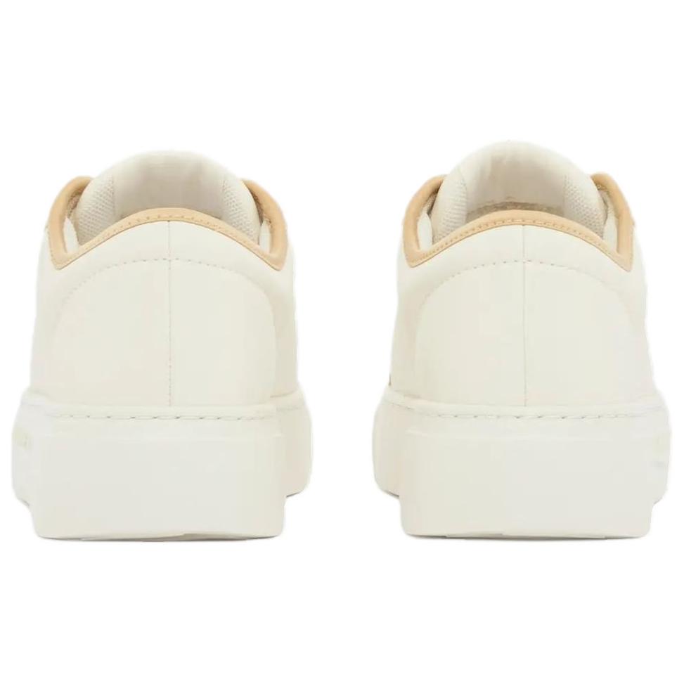 Armani Exchange Round Toe Lace-Up Flat Color Block Low-Top Sneakers 3.8cm Women sneakers Off-White Light-Gold XW002804AF25158MZ128