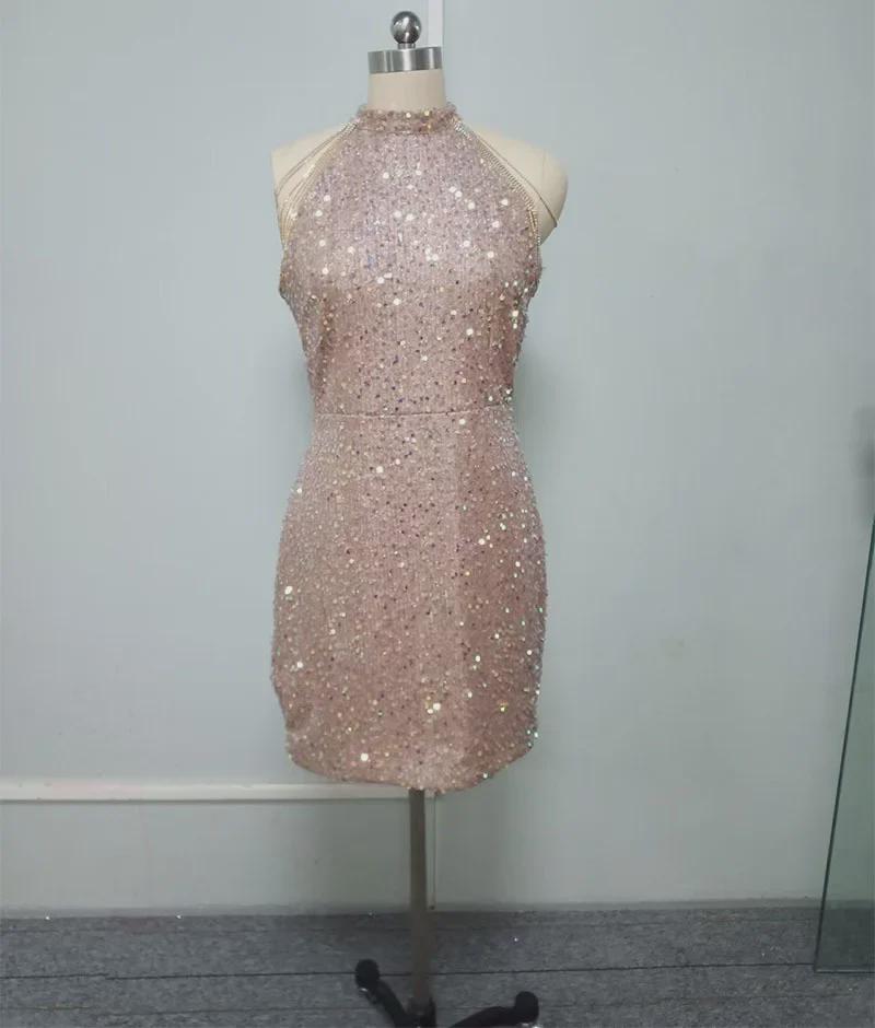 2024 Весна/Лето Вечернее Платье с Вырезом-Халтер, Кристаллами, Кисточками, Блестками