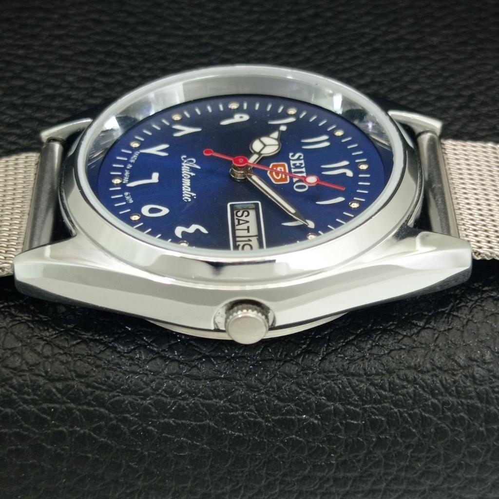 ЯПОНСКИЕ ВИНТАЖНЫЕ ОТРЕМОНТИРОВАННЫЕ МУЖСКИЕ АВТОМАТИЧЕСКИЕ ЧАСЫ SEIKO 5 6309A С СИННИМ ЦИФЕРБЛАТОМ a442450-1