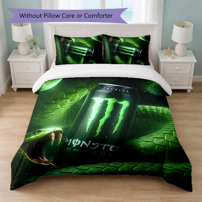 Monster Energy Принт 3 шт. Комплект пододеяльника 1 пододеяльник и 2 наволочки Мягкое постельное белье для домашней спальни