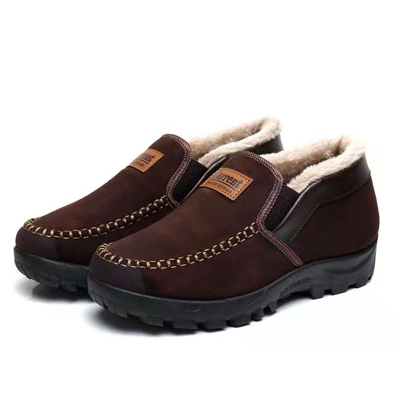 Повседневная обувь, мужская обувь, зимняя нескользящая обувь с защитой от холода, сохраняющая тепло, хлопковая обувь для улицы