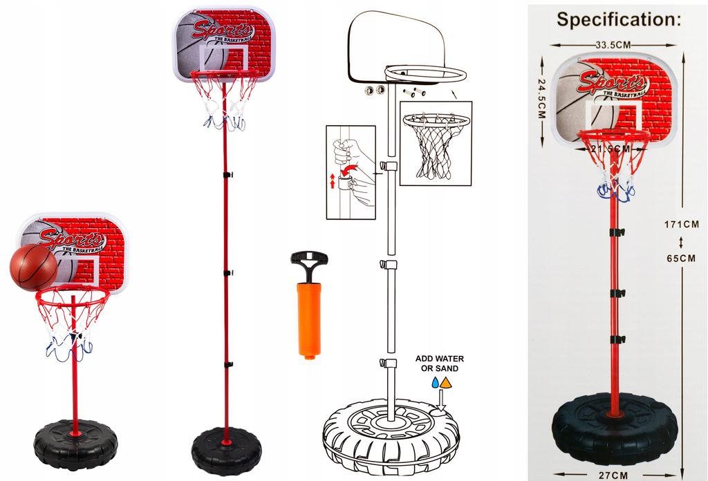 Basketball Set with Ball Standing Basket Adjustable Height Portable