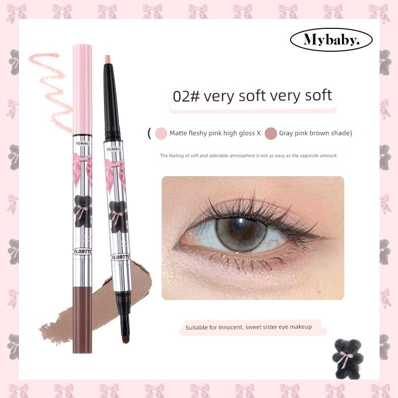 Flortte/FLORTTE Double-Headed Eye Shadow Pen Shading Powder Eyeliner Gel Pen Top Light Brightening Long-Lasting Natural