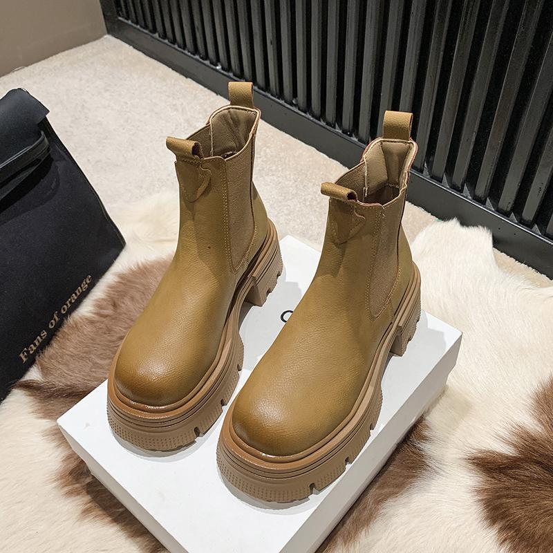 Модная женская обувь на открытом воздухе, износостойкая, осень-зима 2024, новые модные нескользящие однотонные толстые женские ботильоны