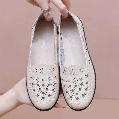 Сандалии из натуральной кожи с дышащей мягкой подошвой для женщин среднего и пожилого возраста - Нескользящий плоский каблук