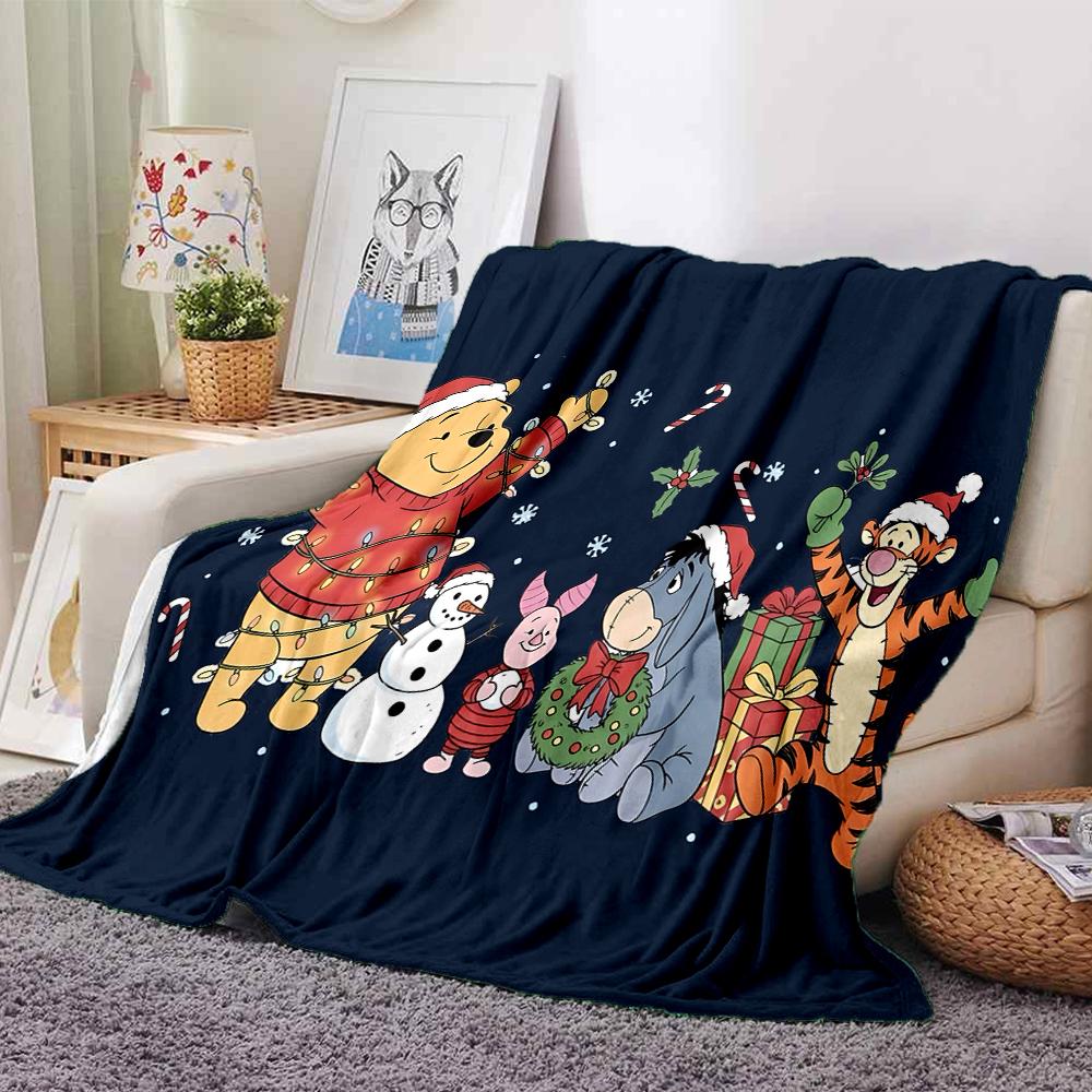 Christmas Winnie Pooh Friends Blanket Soft Throw Blanket For Home Bedroom Bed Sofa Travel Office Solid Christmas Blanket