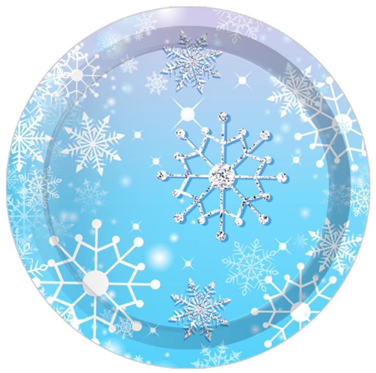Одноразовая посуда «Синяя снежинка» Тарелки и чашки «Синий снег» Салфетки «Счастливого Рождества для девочек» Тема «Счастливого снега» Товары для вечеринки по случаю дня рождения