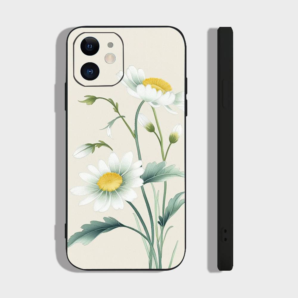 Daisy Fresh Style Phone Case For IPhone 17 Air 16 15 14 13 Pro Max 11 12 Black Silicone Cover
