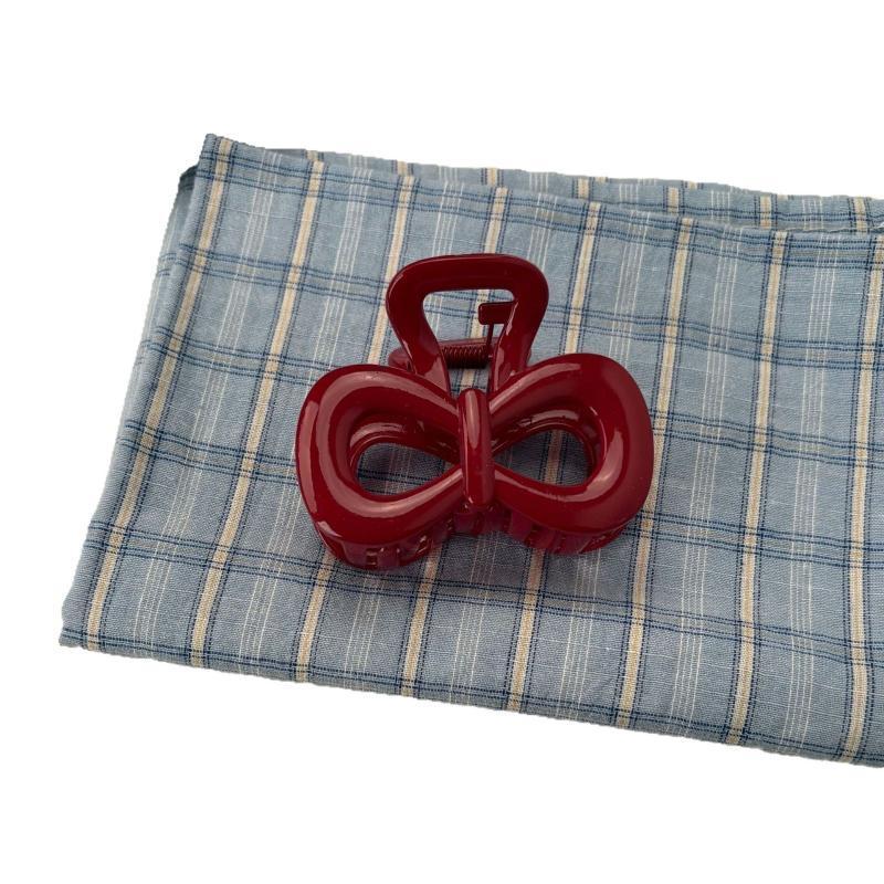 Red Bow Multiple Hair Clips Women's High-end Hair Clip Shark Clip At The Back Of The Head Hair Grabbing Accessory