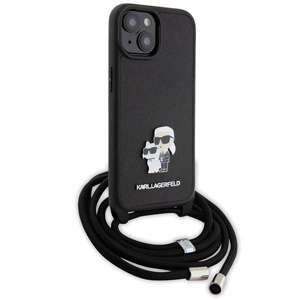 Karl Lagerfeld KLHCP15MSAKCPSK iPhone 15 Plus / 14 Plus 6.7" hardcase black/black Crossbody Saffiano Metal Pin Karl & Choupette