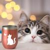 Livole Cat Gift for 350ml Stainless Steel Tumbler with Lid and Perfect for Day or Retirement Women, Straw, Insulated, Mother's (Rose Gold)