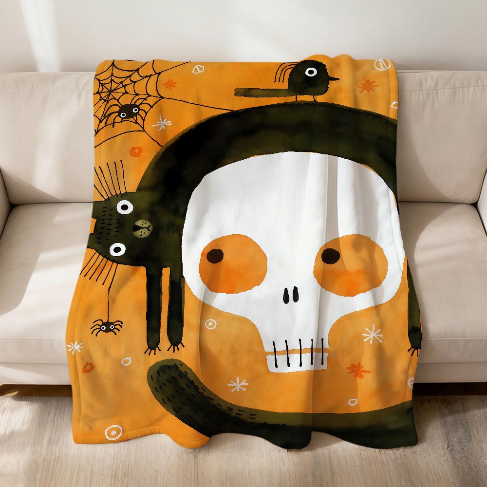 Kitten Pumpkin Art Cat Skull Blanket Flannel soft warm plush blanket sofa living room pet hogar bedroom gift home Car portable