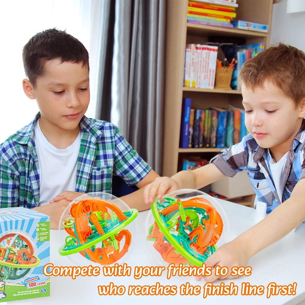 3D Пазл Шар Головоломка Игрушки для Детей Стальной Шарик Трек лабиринт шар 3D Игра-Лабиринт со 100 Препятствиями Подарки на День Рождения для Мальчиков и Девочек