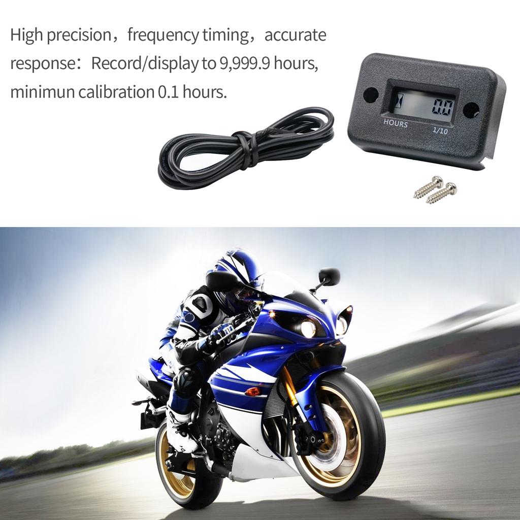 Автомобильный цифровой индуктивный счетчик моточасов, водонепроницаемый IP68 для газового двигателя, генератора, датчика температуры, газонокосилки, триммера, UTV, кустореза, мотоцикла и т. д.