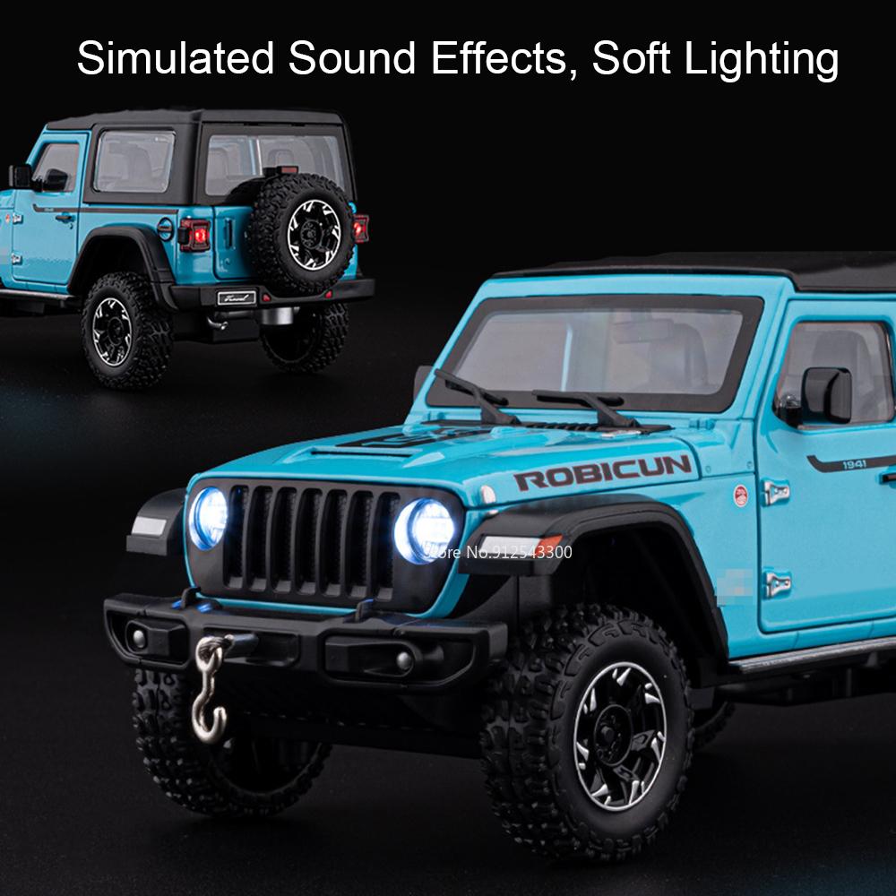 1:24 Wrangler Rubicon Tank 500 Модель автомобиля-игрушки SUV Амортизирующие колеса Рулевое управление Звук Свет Внедорожные модели Автомобилей Подарки для мальчиков