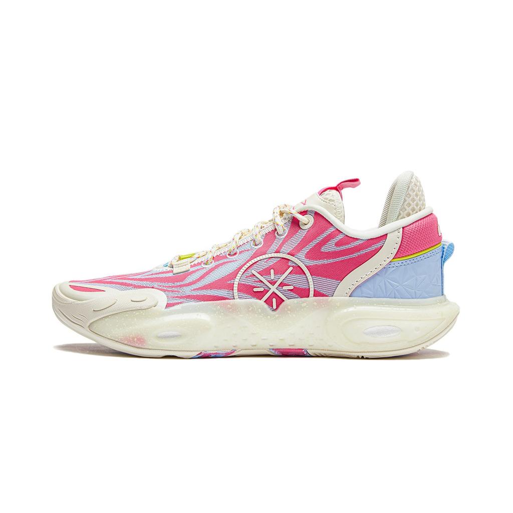 Li Ning All City 12 Амортизирующие Скользкие Устойчивые к истиранию Дышащие Низкие Баскетбольные Кроссовки Мужские Розово-синие ABAU023-8
