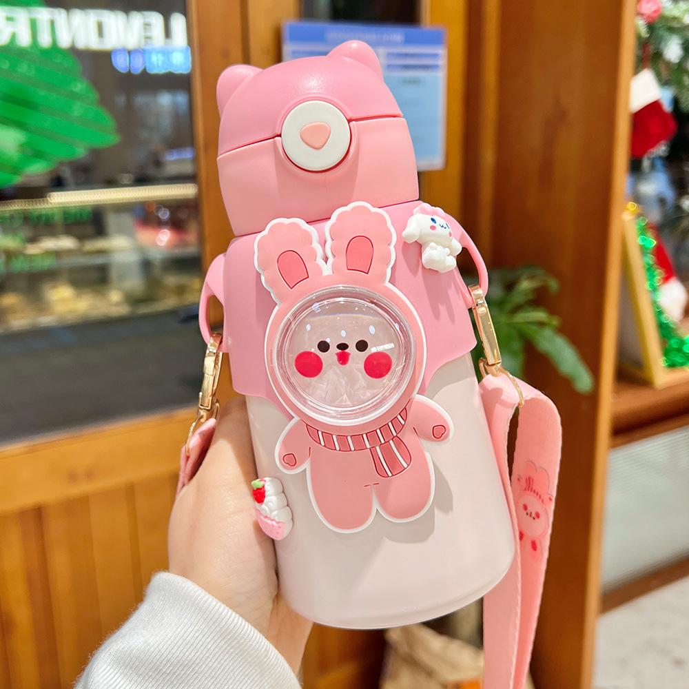 520 мл детский термос из нержавеющей стали, чашка для горячей воды, портативный студенческий термос, милая мультяшная кружка, автомобильная кружка с вакуумной изоляцией, термос...