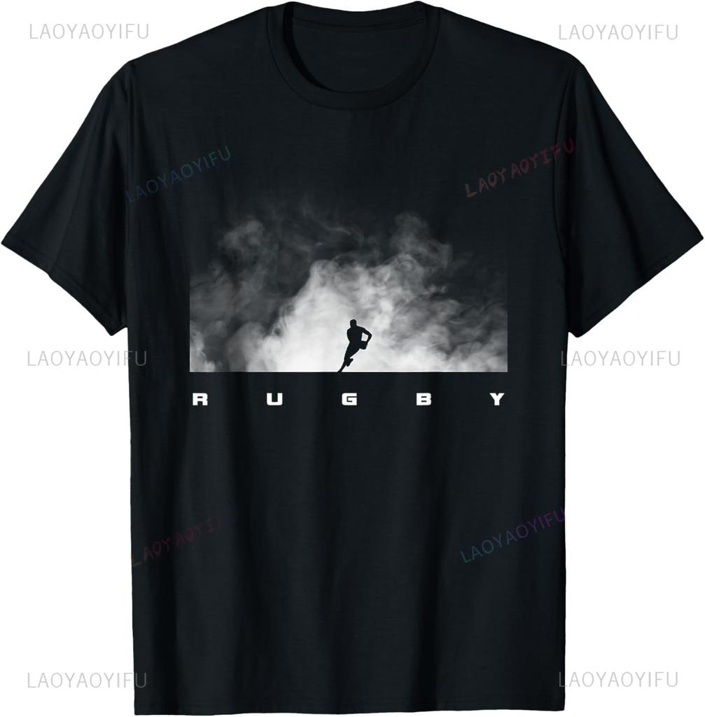 Винтажная футболка с изображением игрока в регби, спортивная футболка в стиле ретро для мужчин и мальчиков, футболка с милым принтом и рисунком для мужчин и женщин, модная футболка с коротким рукавом