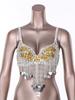 Women Music Festival Club Dancing Costume Shiny Belly Dance Bra Tops Tassel Sequined Costume Carnival Outfit Dancewear