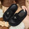 Хлопковые тапочки на толстой подошве женские осенне-зимние новые домашние нескользящие теплые для улицы с увеличением роста модные плюшевые тапочки
